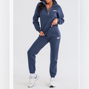 Women's Olive Half-Zip Sweatshirt and Sweatpants